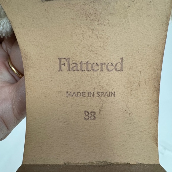 Flattered Woven Flat Sandals Beige Cream Slip On Slides Fringe Rattan EU 38 $199 - Picture 9 of 10